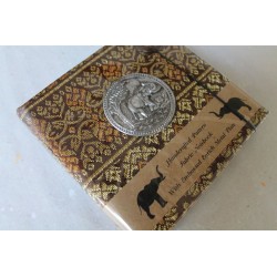 Diary notebook fabric Thailand with elephant 11x11 cm - THAI-S-024
