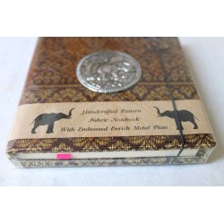Diary notebook fabric Thailand with elephant 11x11 cm - THAI-S-024