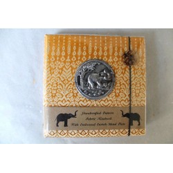 Tagebuch Notizbuch Stoff Thailand mit Elefant 11x11 cm - THAI-S-025