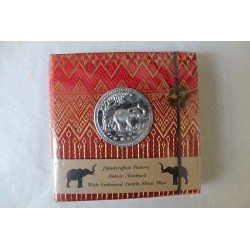 Diary notebook fabric Thailand with elephant 11x11 cm - THAI-S-026