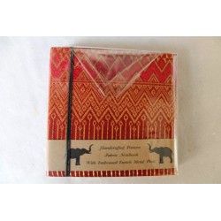 Tagebuch Notizbuch Stoff Thailand mit Elefant 11x11 cm - THAI-S-026