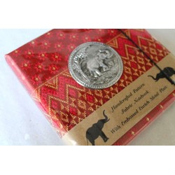 Diary notebook fabric Thailand with elephant 11x11 cm - THAI-S-027
