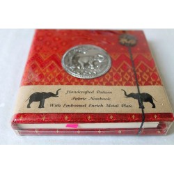 Tagebuch Notizbuch Stoff Thailand mit Elefant 11x11 cm - THAI-S-027