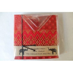 Diary notebook fabric Thailand with elephant 11x11 cm - THAI-S-027