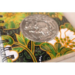 Notebook fabric Thailand with elephant spiral binding 11x11 cm - THAI-S-027