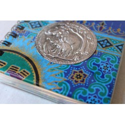 Notebook fabric Thailand with elephant spiral binding 11x11 cm - THAI-S-031