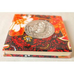 Notebook fabric Thailand with elephant spiral binding 11x11 cm - THAI-S-034