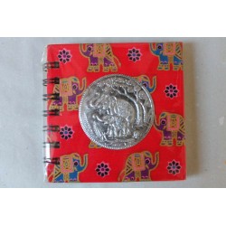 Notizbuch Stoff Thailand mit Elefant Spiralbindung 11x11 cm - THAI-S-035
