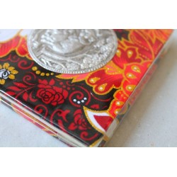 Notebook fabric Thailand with elephant spiral binding 11x11 cm - THAI-S-036