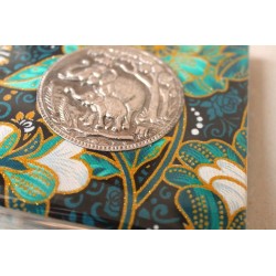 Notebook fabric Thailand with elephant spiral binding 11x11 cm - THAI-S-038