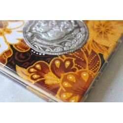 Notebook fabric Thailand with elephant spiral binding 11x11 cm - THAI-S-042