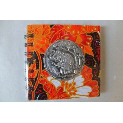 Notebook fabric Thailand with elephant spiral binding 11x11 cm - THAI-S-045