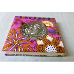 Notebook fabric Thailand with elephant spiral binding 11x11 cm - THAI-S-048
