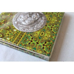 Notebook fabric Thailand with elephant spiral binding 11x11 cm - THAI-S-050