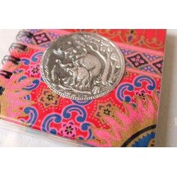 Notizbuch Stoff Thailand mit Elefant Spiralbindung 11x11 cm - THAI-S-051