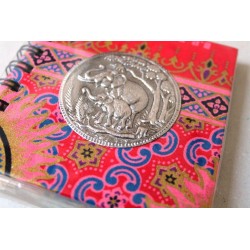 Notebook fabric Thailand with elephant spiral binding 11x11 cm - THAI-S-055