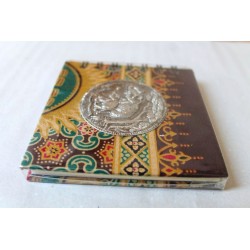 Notebook fabric Thailand with elephant spiral binding 11x11 cm - THAI-S-057