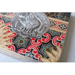 Notebook fabric Thailand with elephant spiral binding 11x11 cm - THAI-S-061