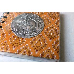 Notebook fabric Thailand with elephant spiral binding 11x11 cm - THAI-S-062