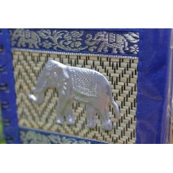 Notizbuch Naturfaser Thailand Elefant Spiralbindung 11x11 cm Blau