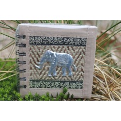 Notebook natural fiber Thailand elephant spiral binding 11x11 cm