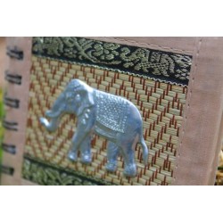 Notizbuch Naturfaser Thailand Elefant Spiralbindung 11x11 cm Beige