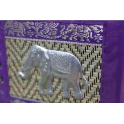 Notizbuch Naturfaser Thailand Elefant Spiralbindung 11x11 cm Violett
