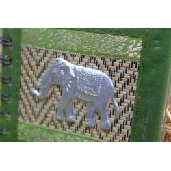 Notizbuch Naturfaser Thailand Elefant Spiralbindung 11x11 cm Grün