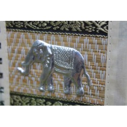 Notizbuch Naturfaser Thailand Elefant Spiralbindung 11x11 cm Weiß
