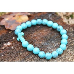 Turquoise beads bracelet cross religion belief 15.8 cm