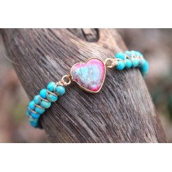 Turquoise bracelet heart shape passion heart bead bracelet