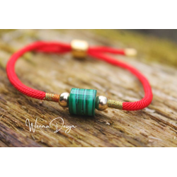 Malachite bracelet red cord hope and meditation