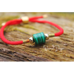 Malachite bracelet red cord hope and meditation