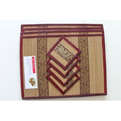 4 place mat including coaster wine red