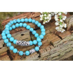 2 pieces of yoga bracelets made of 8 mm turquoise beads, 18 cm inner circumference.