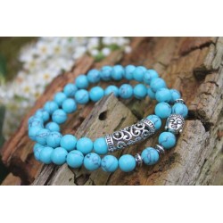 2 pieces of yoga bracelets made of 8 mm turquoise beads, 18 cm inner circumference.