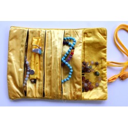 Jewelery pouch jewelery storage made of kusty silk, yellow