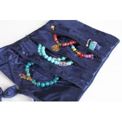 Jewelery pouch jewelery storage made of kusty silk, dark blue