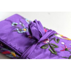 Jewelery pouch jewelery storage made of kusty silk, violett
