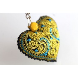 Key ring with a fabric heart