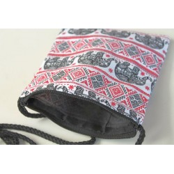 Einfacher Brustbeutel Brusttasche Stoff Thailand Elefant Rot/Schwarz