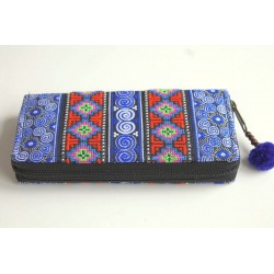 Geldbörse Brieftasche Portemonnaie groß Hmong Stoff - BÖRSE646