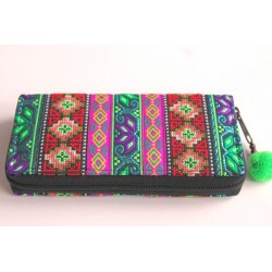 Geldbörse Brieftasche Portemonnaie groß Hmong Stoff - BÖRSE653