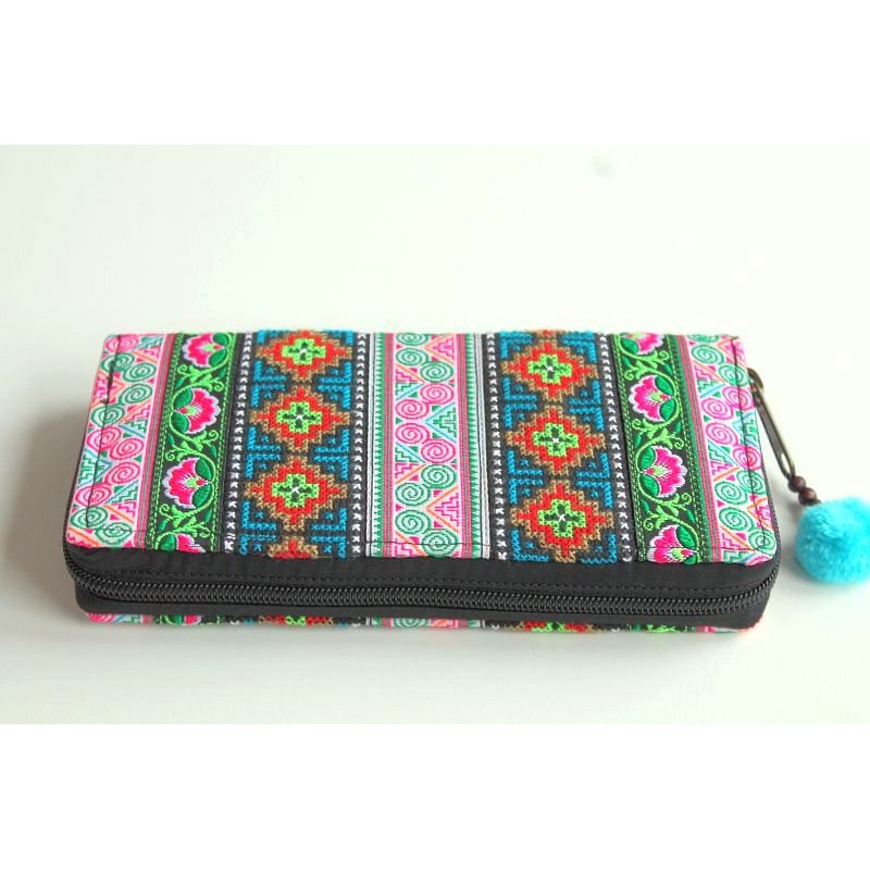 Geldbörse Brieftasche Portemonnaie groß Hmong Stoff