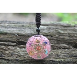 copy of Orgonite Orgone Pendant with Chain OM Sign Pink Spirituality Energy