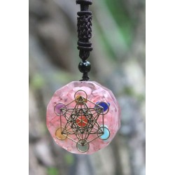 copy of Orgonite Orgone Pendant with Chain OM Sign Pink Spirituality Energy