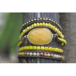 Wrap bracelet five times yellow jade for harmony