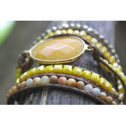 Wrap bracelet five times yellow jade for harmony