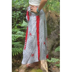 Rock Sommerkleid Rot / Weiß mit Kokosnuss Schnalle