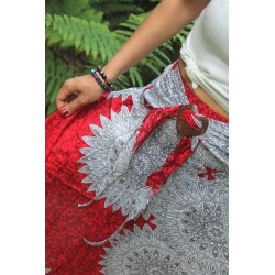 Rock Sommerkleid Rot / Weiß mit Kokosnuss Schnalle